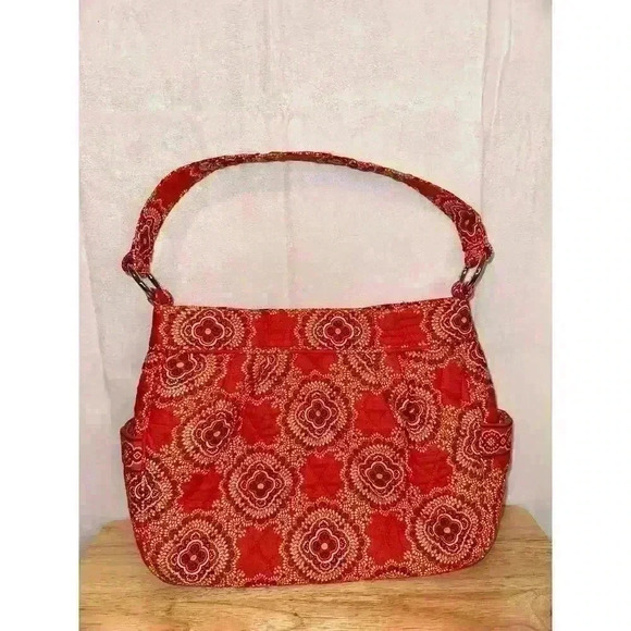 Vera Bradley Paprika Orange Quilted Shoulder Bag / Purse Side Pockets - Picture 7 of 9